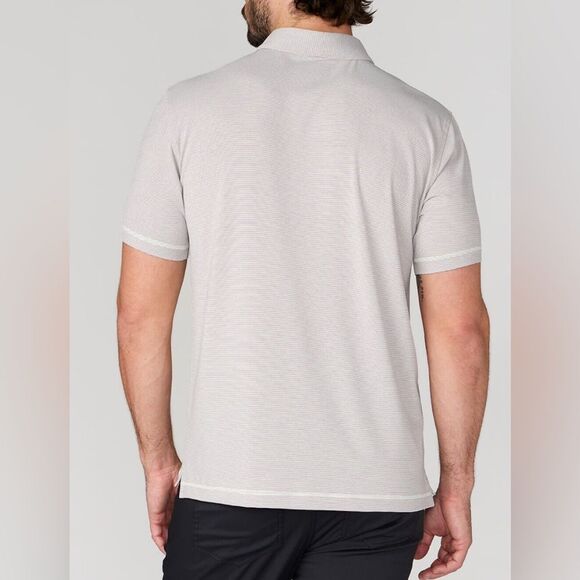 Linksoul brrr Performance Micro stripe Polo Large Beige NWT - Picture 2 of 7